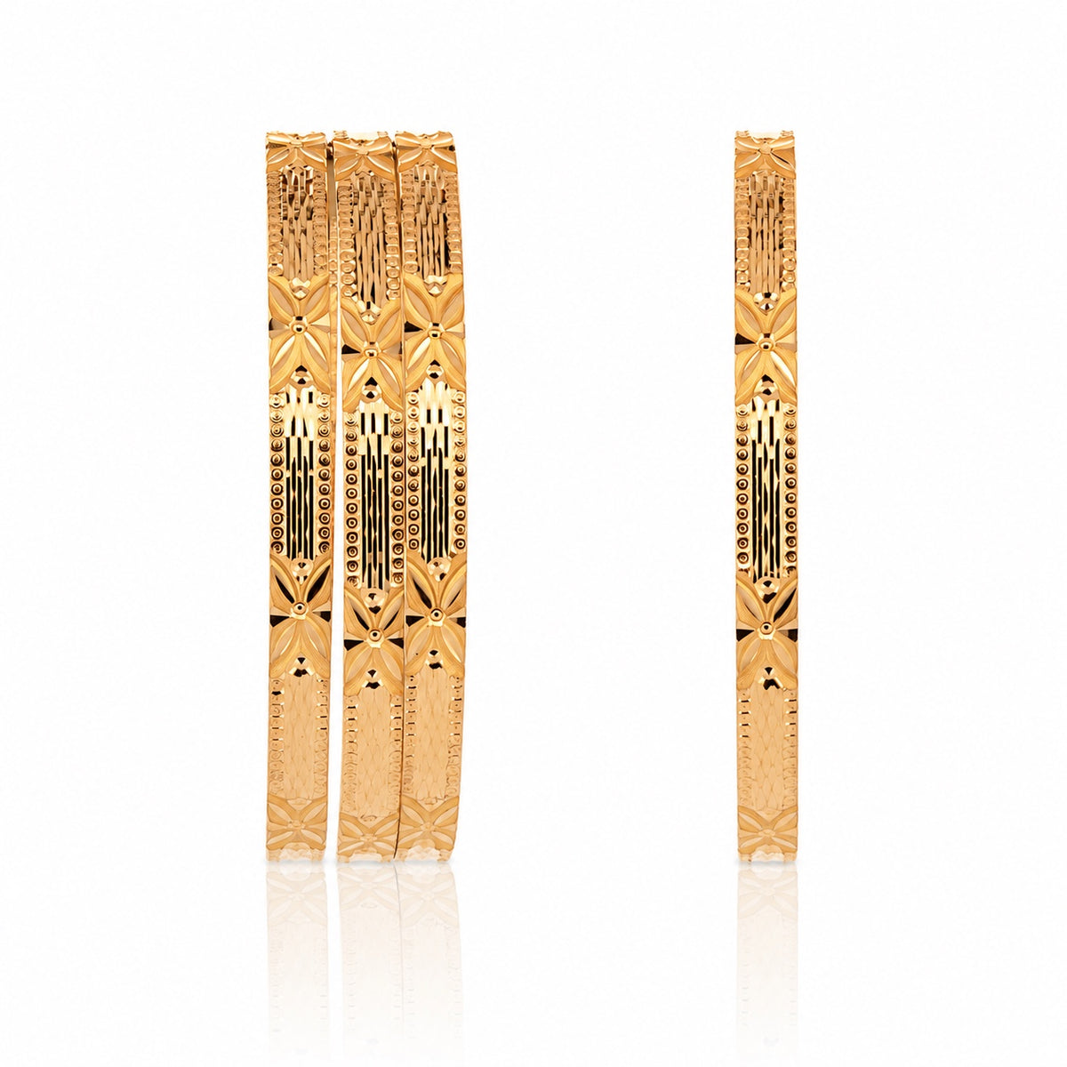 21K flower style gold bangle hallmark view