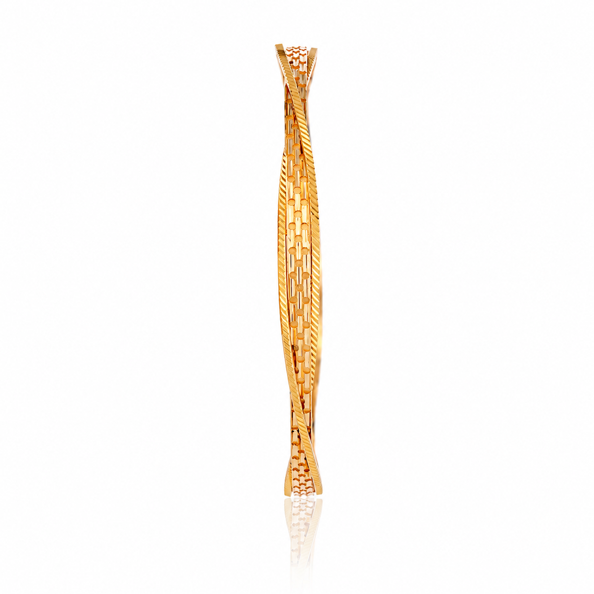 21K twirly fancy style gold bangle side profile