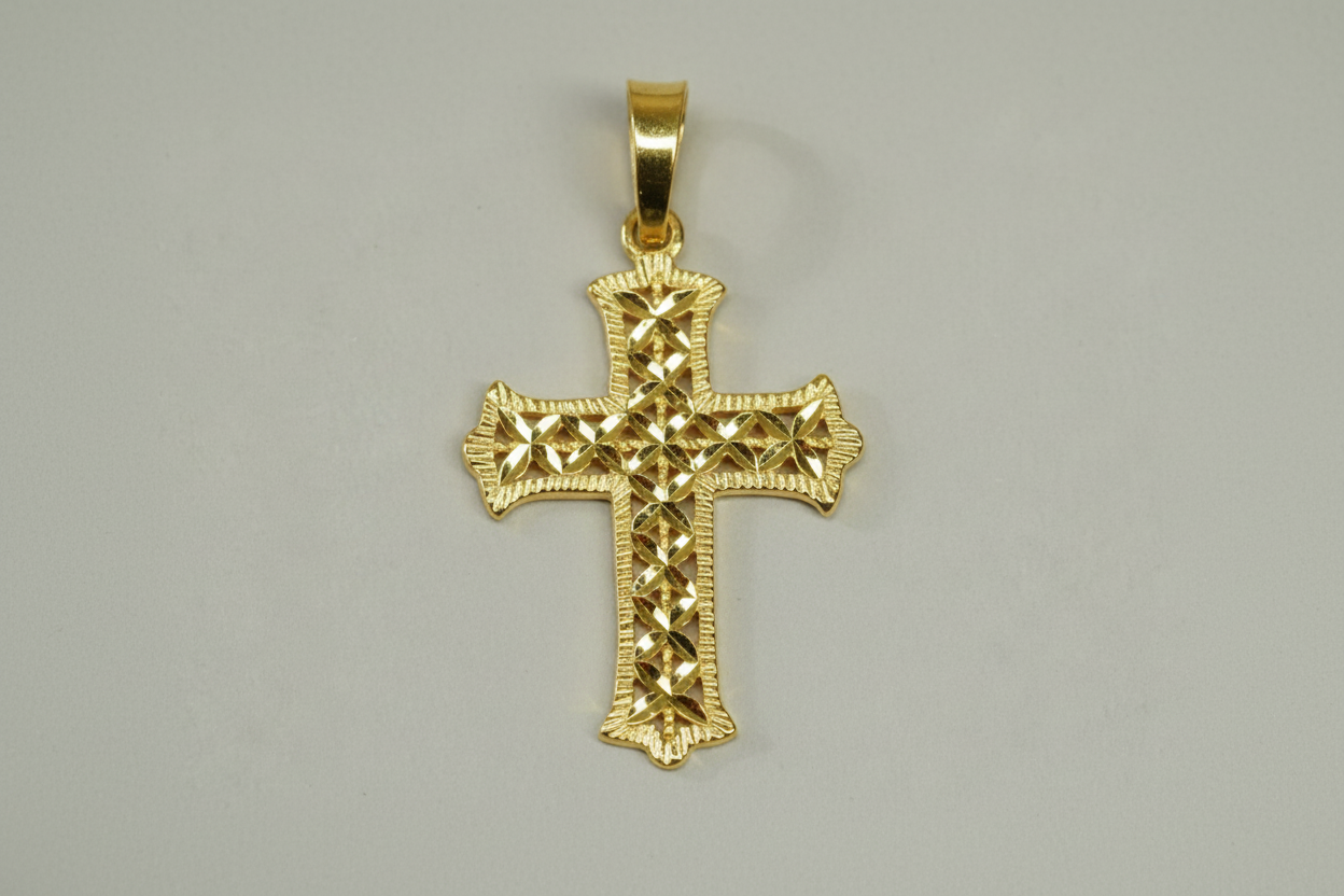 Diamond Cut Cross Pendant