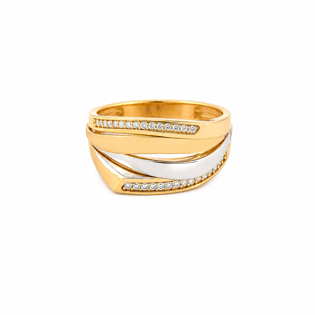 The Aveline Ring front view with pavé-set accents