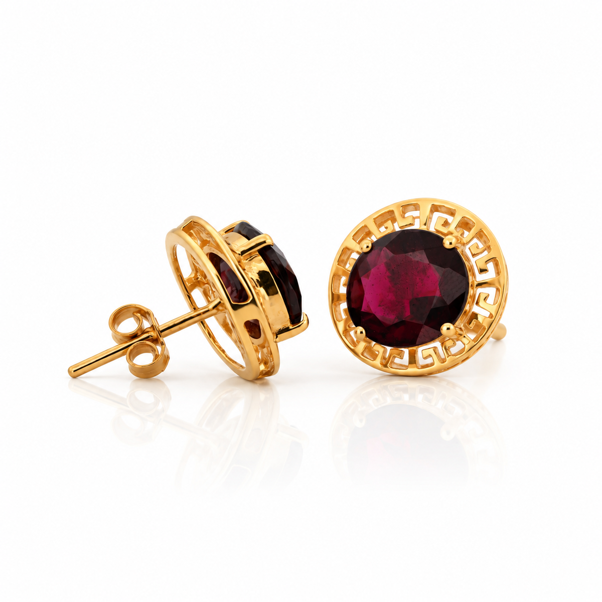The Cassia Studs 14k yellow gold genuine garnet earrings