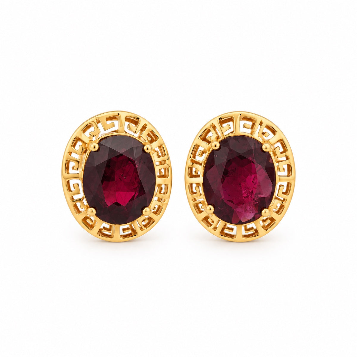 The Cassia Studs 14k yellow gold genuine garnet earrings