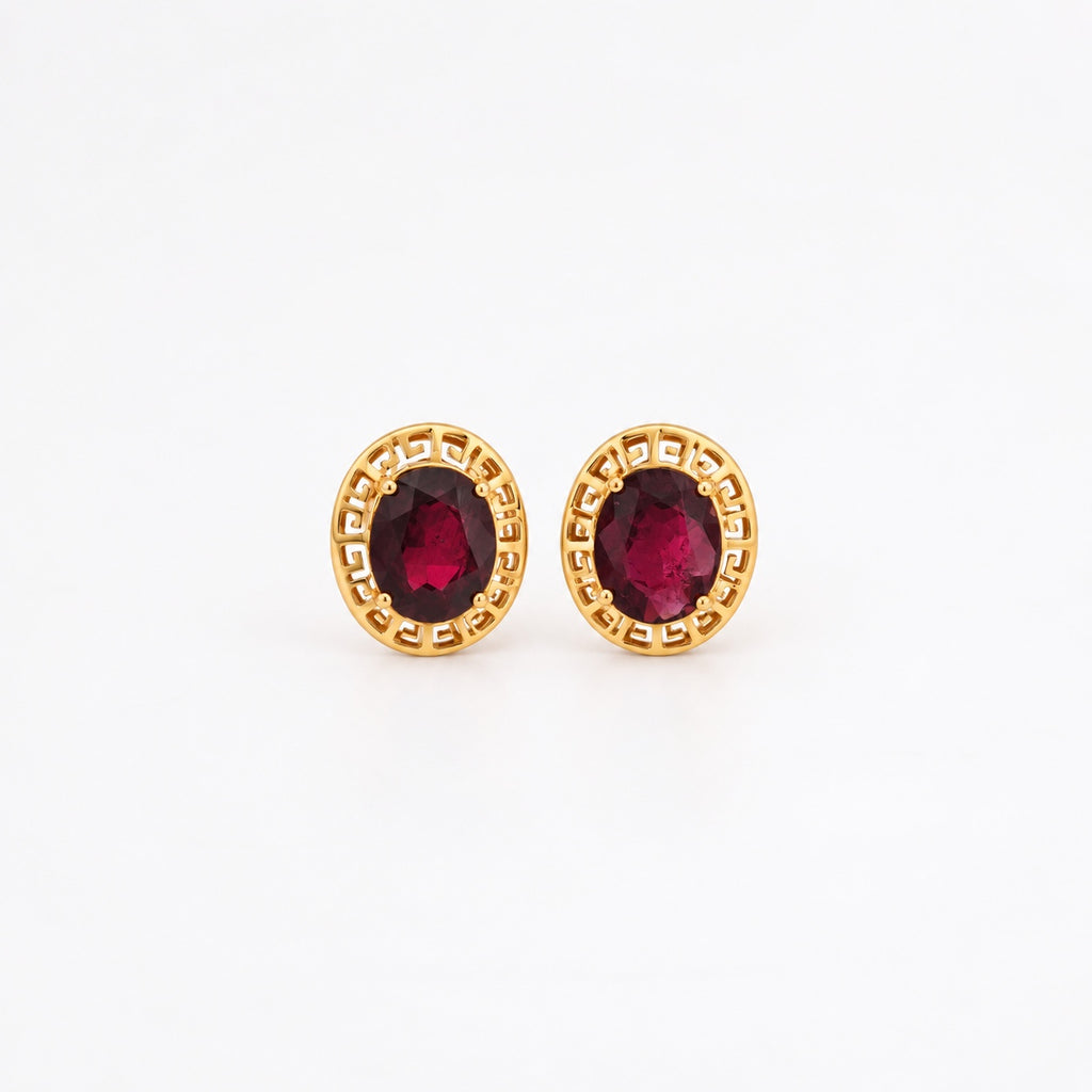 The Cassia Studs 14k yellow gold genuine garnet earrings