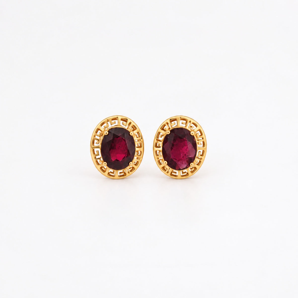 The Cassia Studs 14k yellow gold genuine garnet earrings