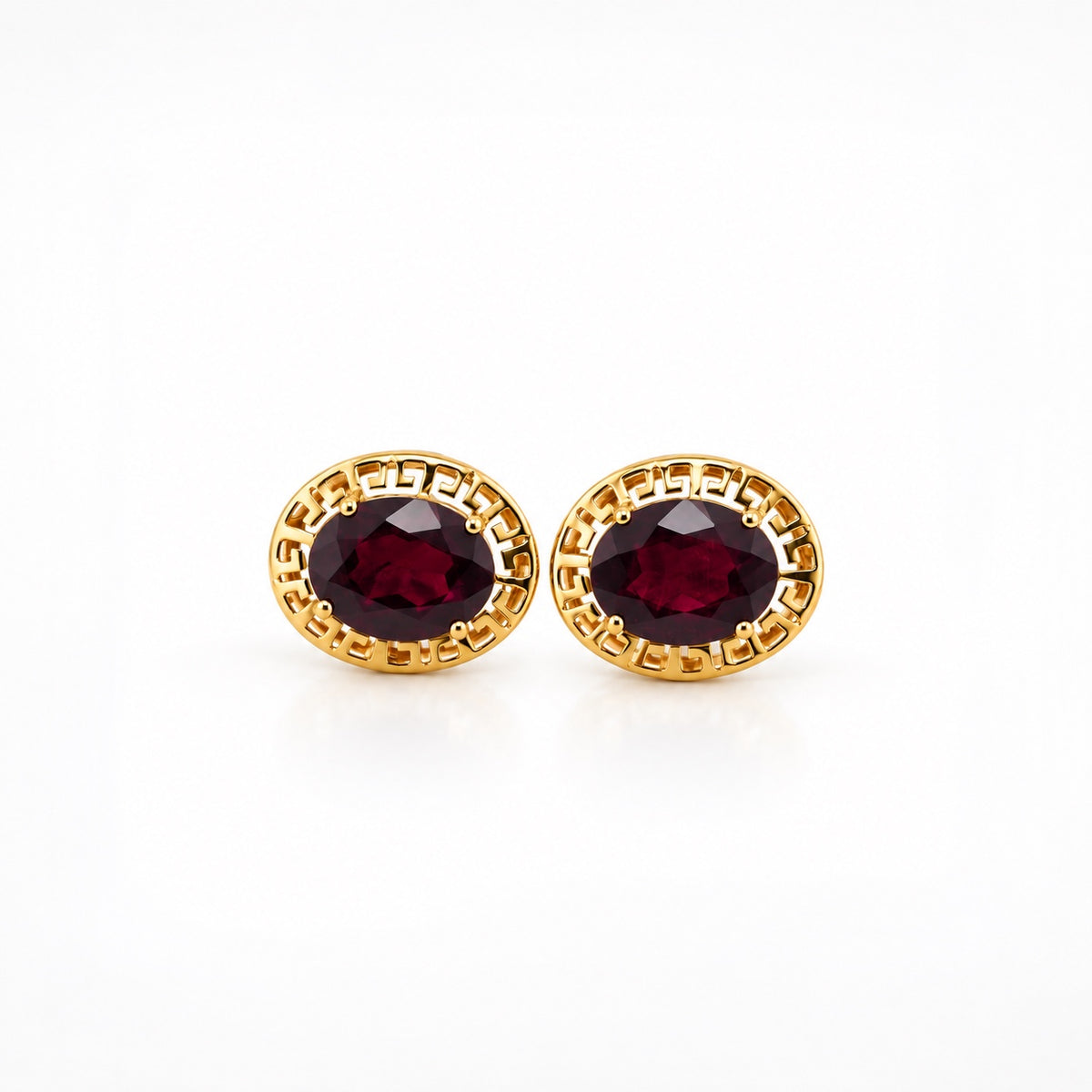 The Cassia Studs 14k yellow gold genuine garnet earrings