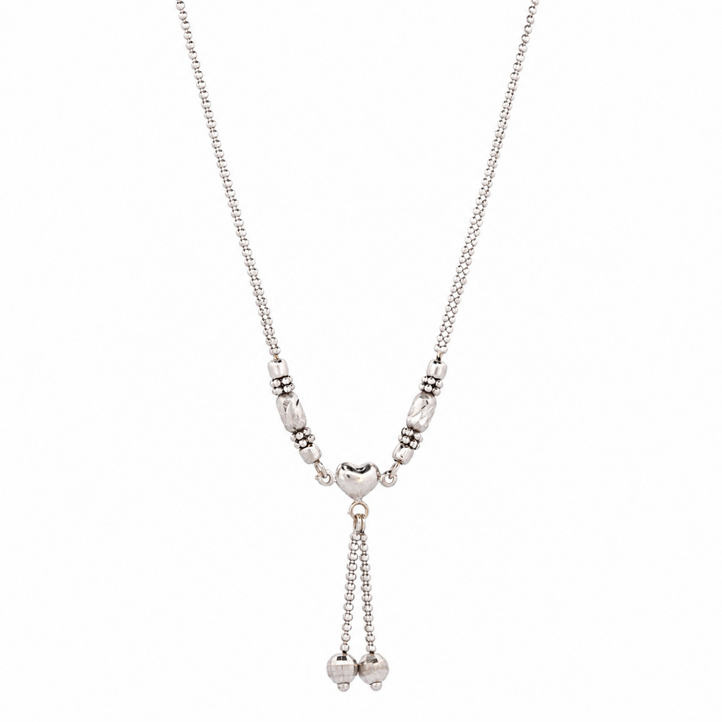 18k white gold vintage heart necklace