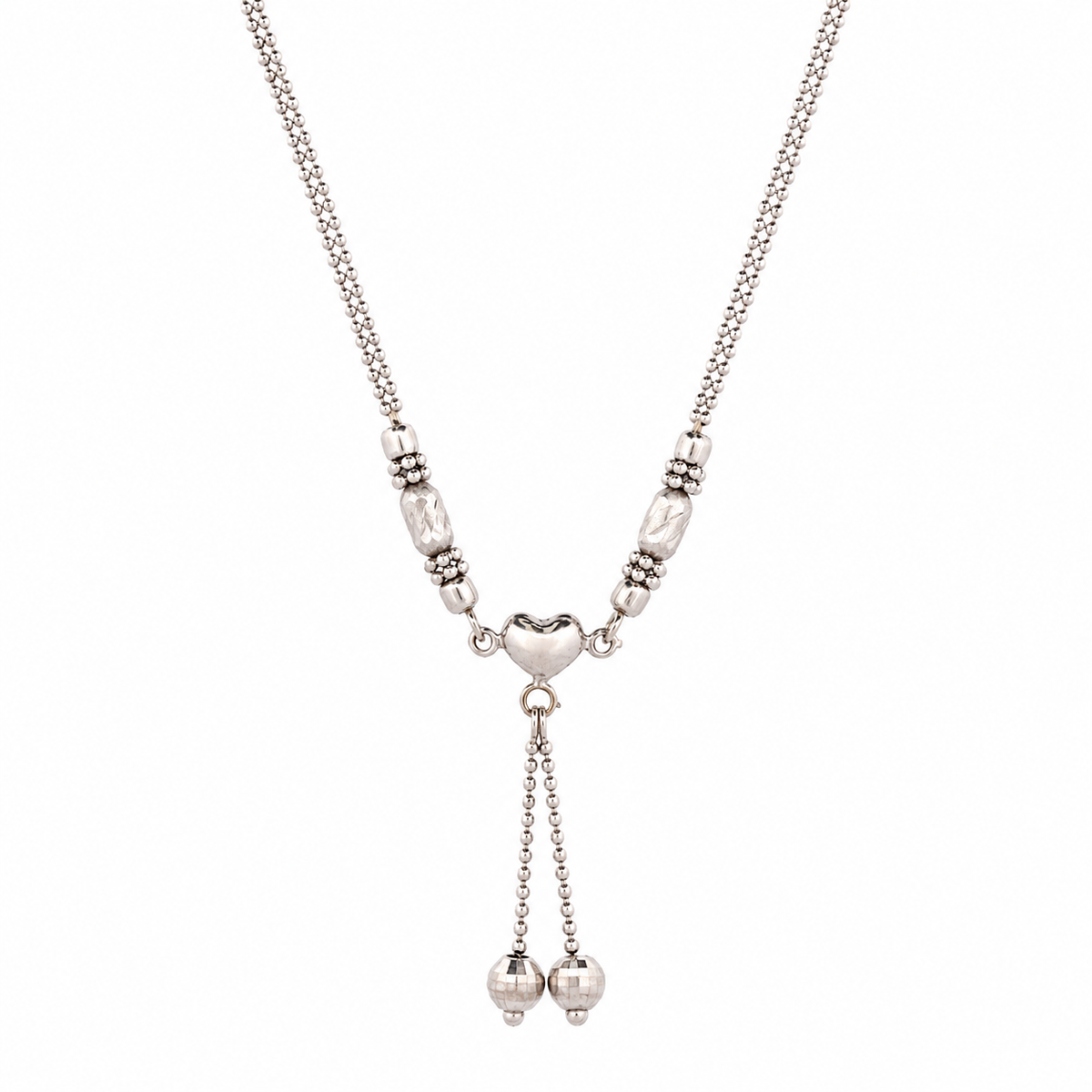 18k white gold vintage heart necklace