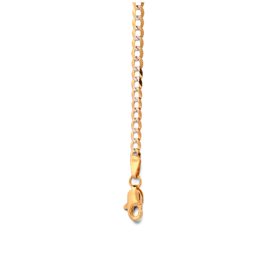 Gemmas Jewelry Edit 10k yellow gold Cuban link bracelet with diamond-cut detailing and lobster clasp.