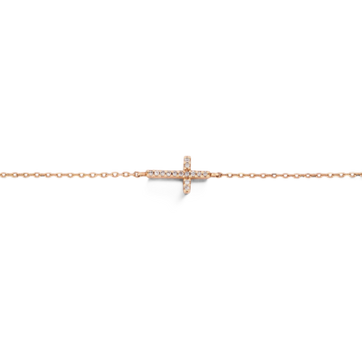 Gemmas Jewelry Edit Lucia Cross Bracelet with natural diamonds on a delicate 14k yellow gold bracelet, adjustable fit.