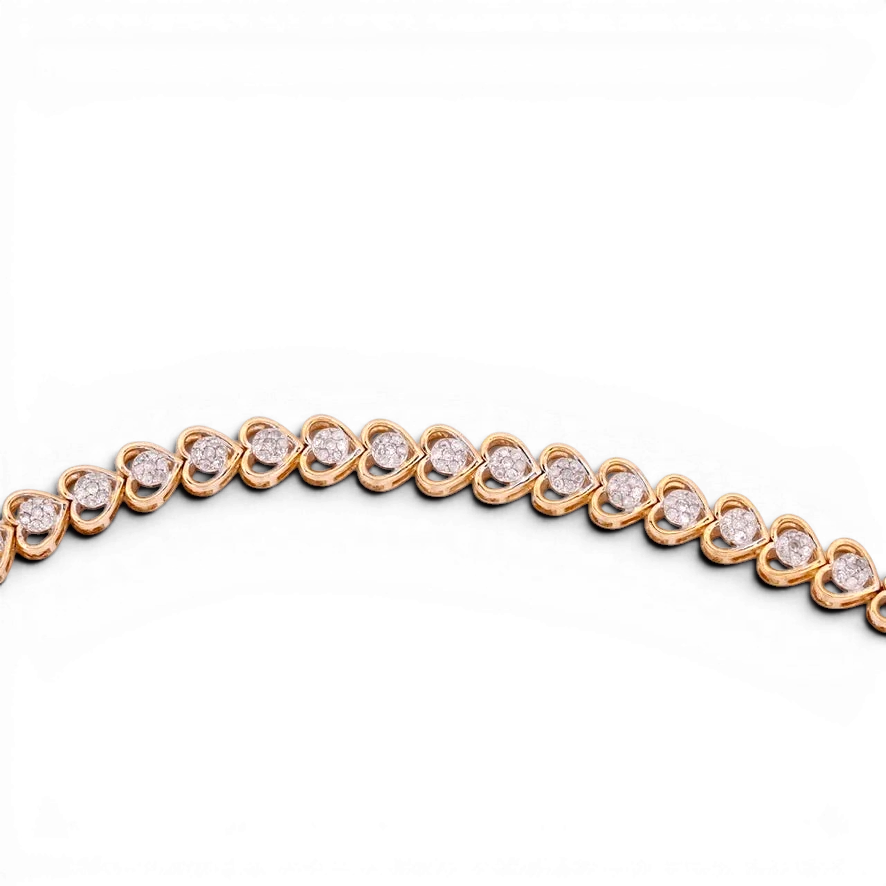 Gemmas Jewelry Edit Valentina Heart Tennis Bracelet in 10k yellow gold with diamond clusters.