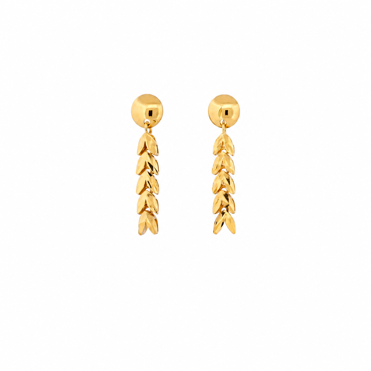 21k yellow gold leaf dangle earrings