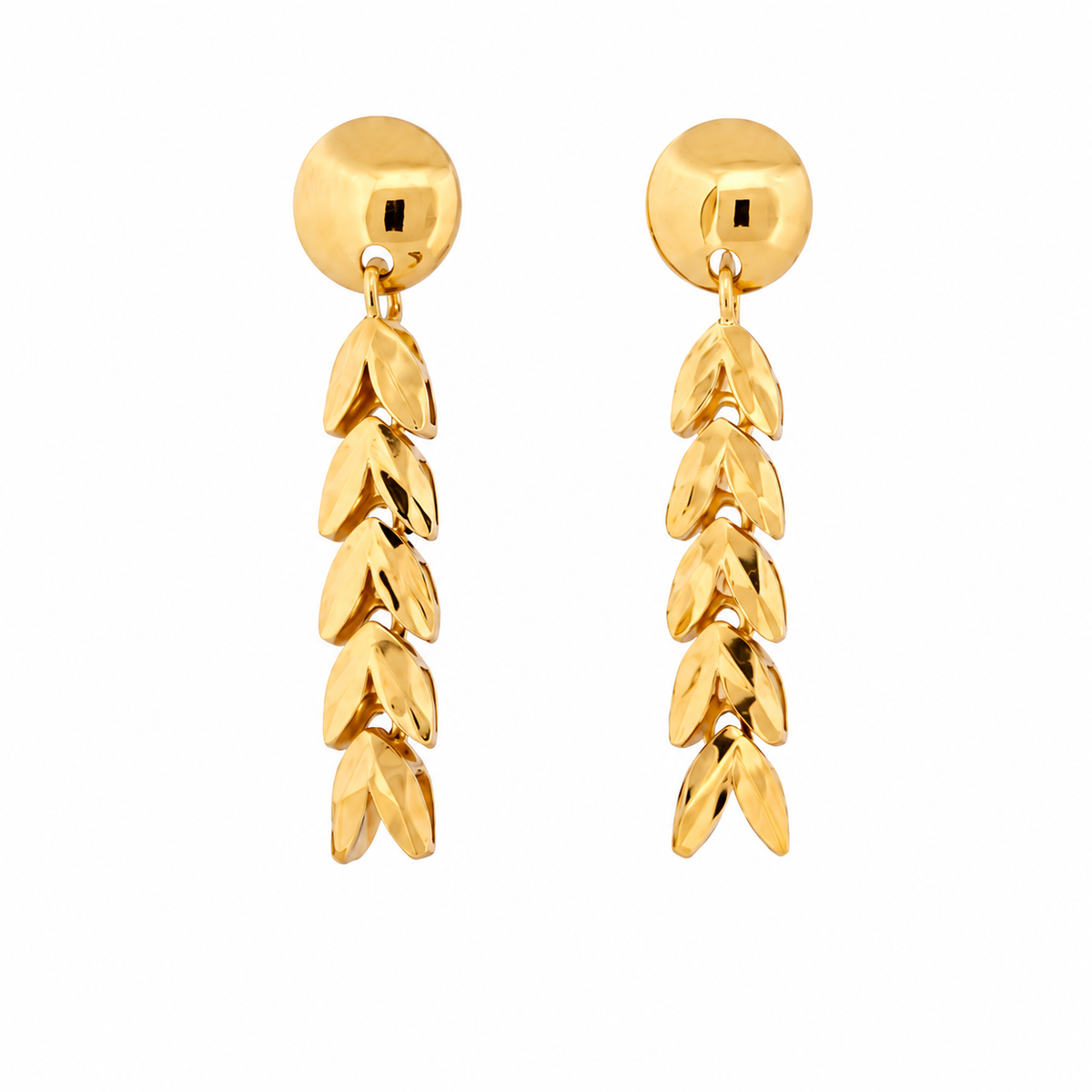 21k yellow gold leaf dangle earrings
