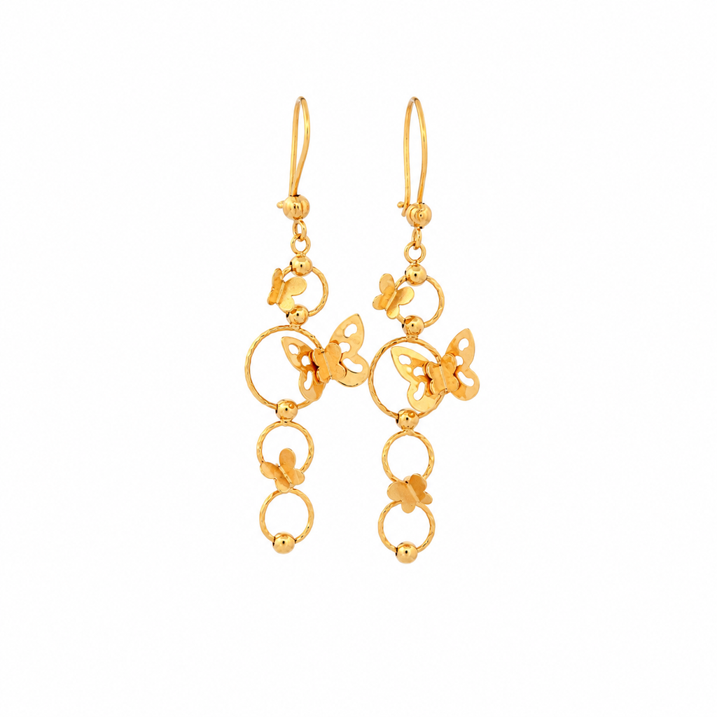 The Papillon Earrings 21k yellow gold vintage butterfly earrings