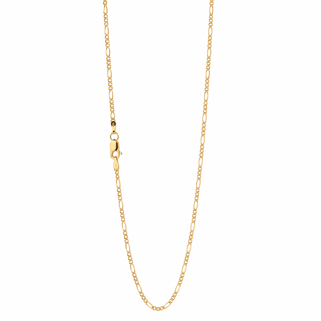10k yellow gold diamond-cut Figaro chain