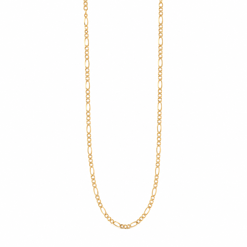 10k yellow gold diamond-cut Figaro chain full length