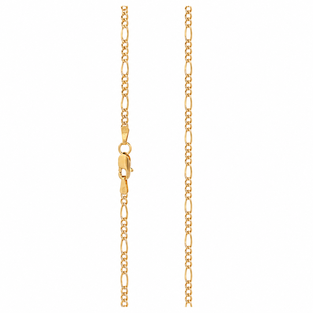 10k yellow gold diamond-cut Figaro chain link detail