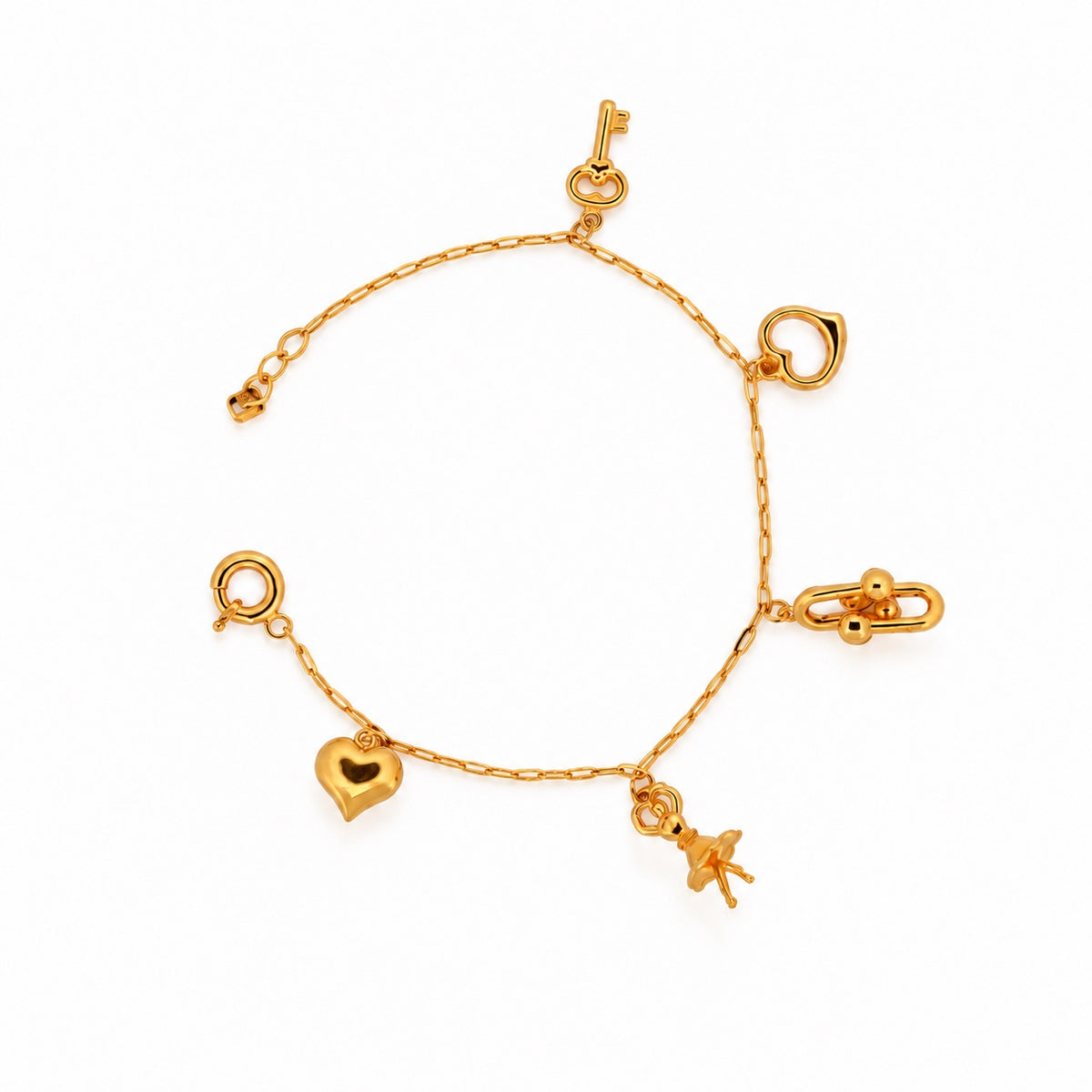 21k yellow gold ballerina charm bracelet
