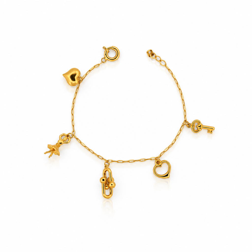 21k yellow gold ballerina charm bracelet