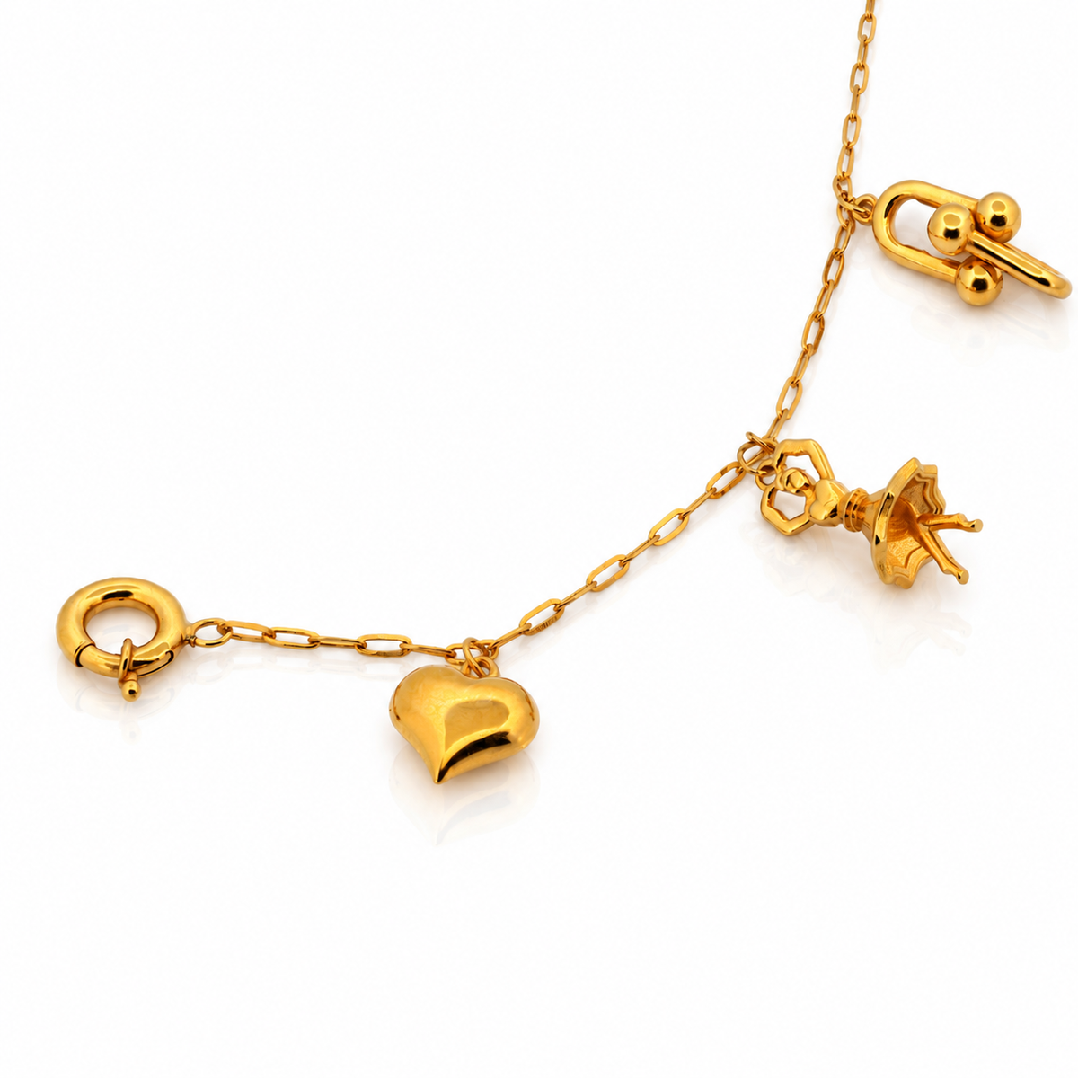 21k yellow gold ballerina charm bracelet