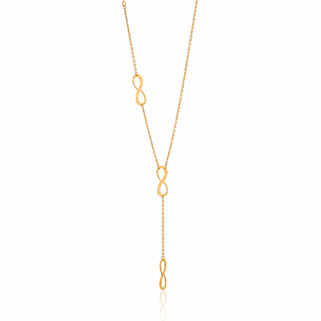 18k yellow gold infinity lariat necklace