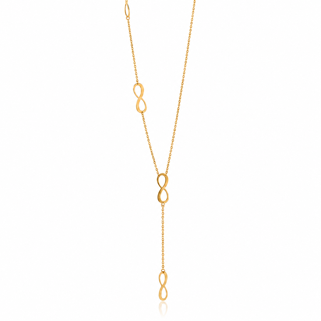 18k yellow gold infinity lariat necklace