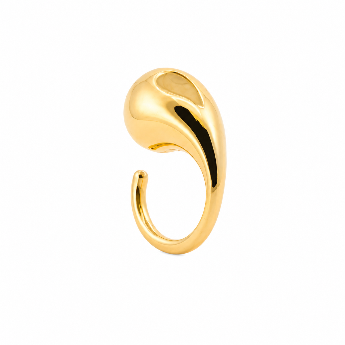 10k yellow gold chunky sculptural ring angled view