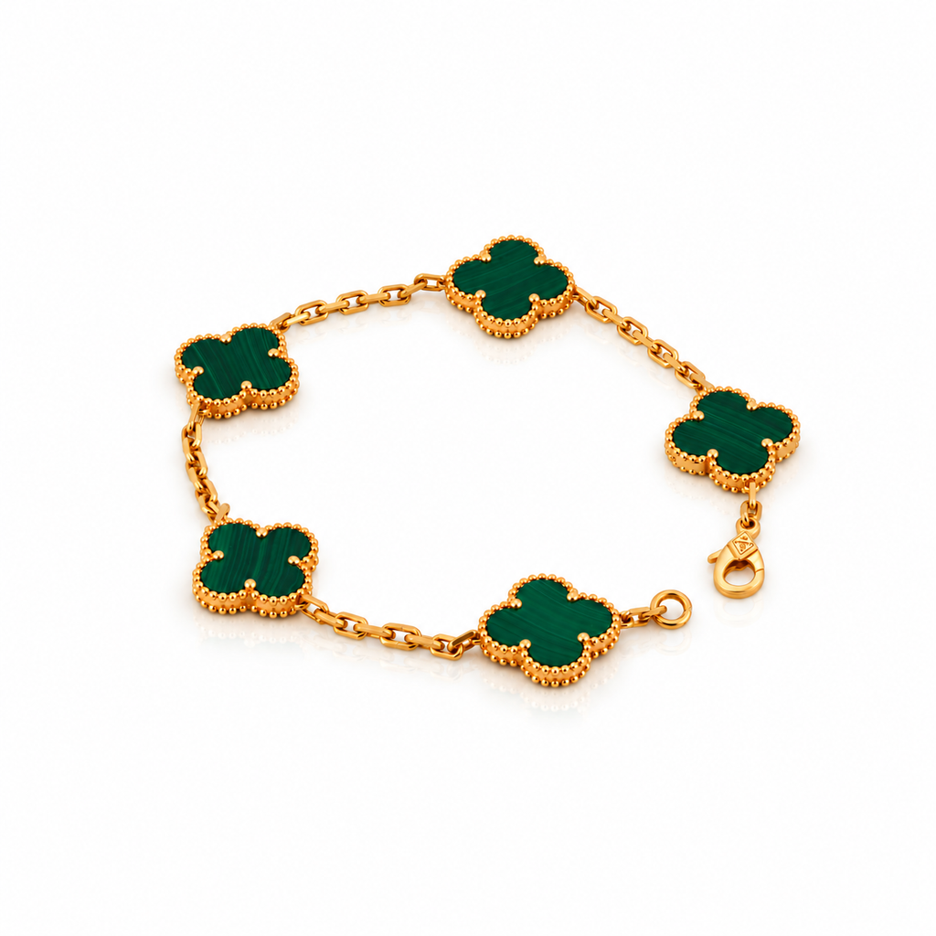The Verdelle Bracelet 18k yellow gold genuine malachite