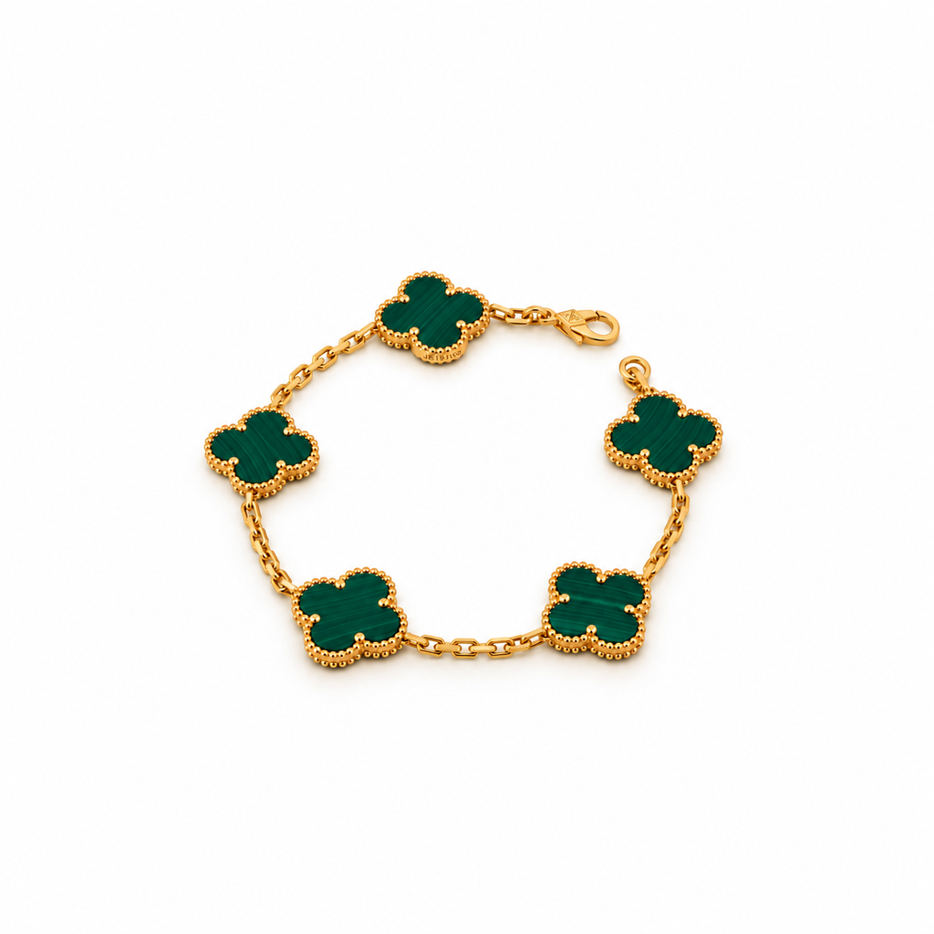 The Verdelle Bracelet 18k yellow gold genuine malachite