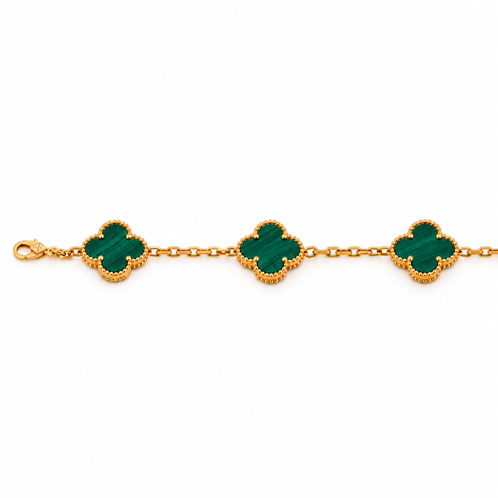 The Verdelle Bracelet 18k yellow gold genuine malachite